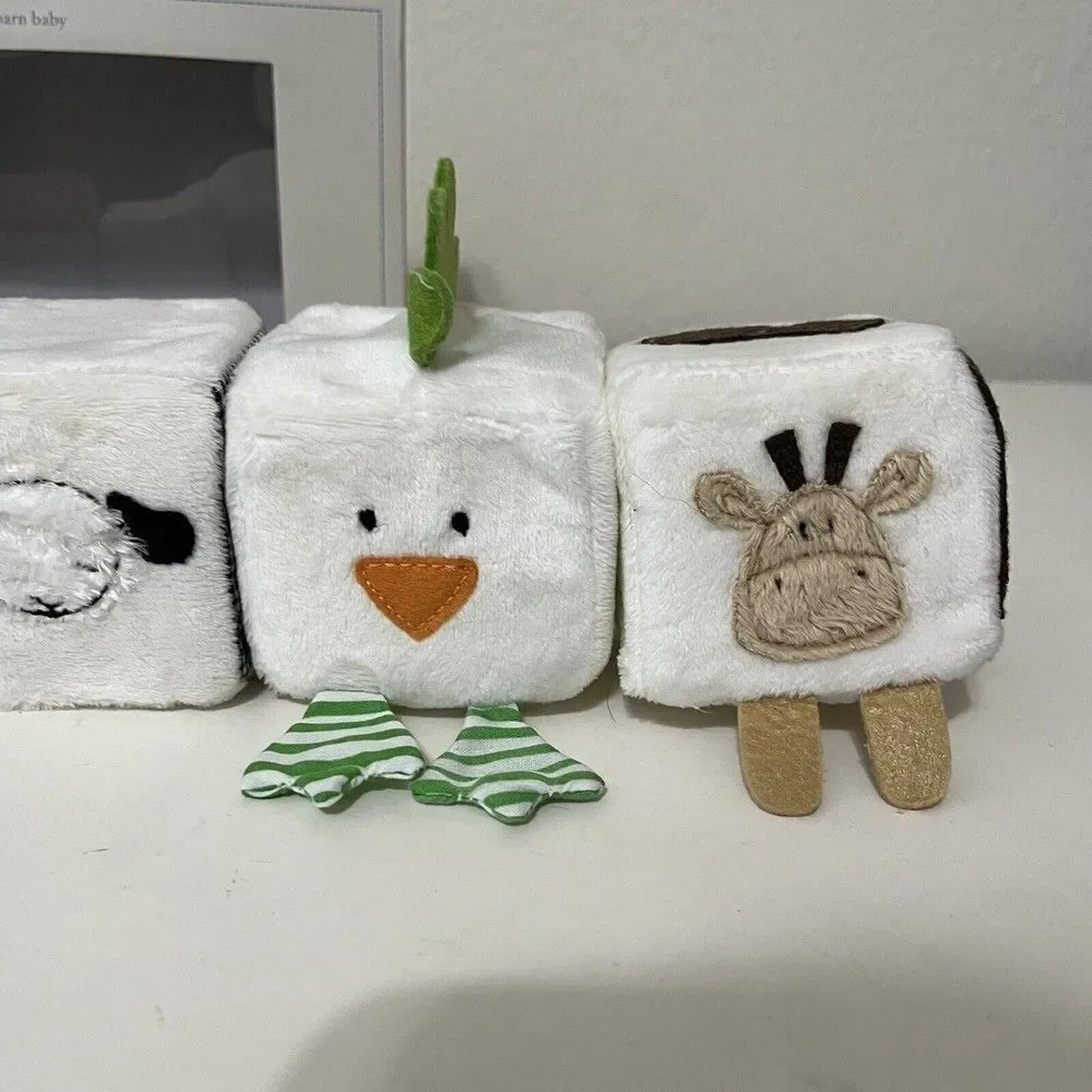 Pottery Barn Kids Animal Friends Soft Blocks Plush Rattle Set of 5 NEW